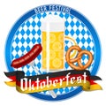 Oktoberfest illustration - beer, sausage, pretzel