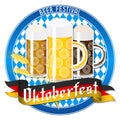 Oktoberfest illustration - beers, flag of Germany