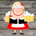 Oktoberfest illustration - waitress holding beers Royalty Free Stock Photo