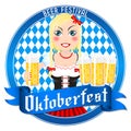 Oktoberfest illustration - waitress holding beer