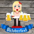 Oktoberfest illustration - waitress holding beers