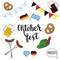 Oktoberfest items vector national fest set