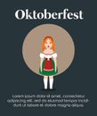 Oktoberfest label with beautiful German woman