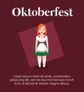 Oktoberfest label with beautiful German woman
