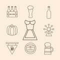 Oktoberfest line style icon set vector design