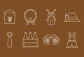 Oktoberfest line style set icons vector design