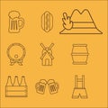 Oktoberfest line style set of icons vector design
