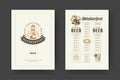 Oktoberfest menu vintage typography template with cover beer festival celebration and label design vector illustration Royalty Free Stock Photo