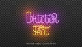 Oktoberfest neon lettering label. Bright sign with custom typography for Oktoberfest