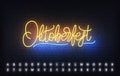 Oktoberfest neon lettering template. Bright sign with custom typography for Oktoberfest