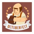 Oktoberfest old man holding beer celebration banner