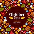 Oktoberfest party flat color vector banner template Royalty Free Stock Photo