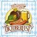 Oktoberfest poster design with glass of beer