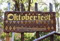 Oktoberfest. Poster of the national beer festival in Villa General Belgrano, CÃÂ³rdoba, Argentina. Carved wooden sign. Entrance po