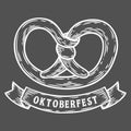 Oktoberfest pretzel. Happy oktoberfest. Black vintage engraved hand drawn vector Royalty Free Stock Photo