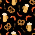 Oktoberfest pretzels beer sausage pattern