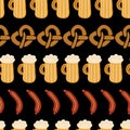 Oktoberfest pretzels beer sausage vector pattern Royalty Free Stock Photo
