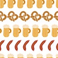 Oktoberfest pretzels beer sausage vector pattern Royalty Free Stock Photo