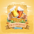 Oktoberfest promotional poster, advertising banner. Famous German annual beer festival held in Bavaria, Germany. Digital art