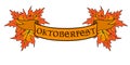 Oktoberfest ribbon vector art with autumn leaves