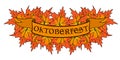 Oktoberfest ribbon vector art with autumn leaves