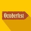 Oktoberfest road wooden sign flat icon