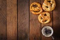 Oktoberfest salted soft pretzels and beer