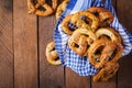 Oktoberfest salted soft pretzels in a bowl