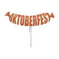 Oktoberfest sausage on fork emblem. Meat lettering. Logo for Ger