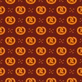 Oktoberfest seamless background with pretzels. Octoberfest pattern. Germany autumn traditional wallpaper Royalty Free Stock Photo