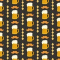 Oktoberfest seamless pattern with beer mug on black background Royalty Free Stock Photo