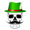 Oktoberfest skull with hat and moustache