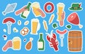 Oktoberfest stickers. Beer party badges, traditional german fest elements. Craft drinks, brewery and tasty food. Weekend Royalty Free Stock Photo