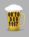 Oktoberfest typography. Mug Beer and lettering. Alcohol for national holiday in Germany