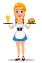 Oktoberfest vector illustration with redhead girl holding g Royalty Free Stock Photo
