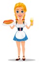Oktoberfest vector illustration with redhead girl holding h Royalty Free Stock Photo