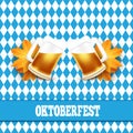 Oktoberfest vector illustration. Two beer mugs on the background Royalty Free Stock Photo