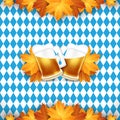 Oktoberfest vector illustration. Two beer mugs on the background Royalty Free Stock Photo