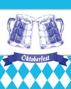 Oktoberfest vector illustration with two mugs of beer Royalty Free Stock Photo