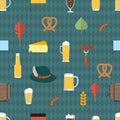 Oktoberfest vector seamless pattern alcohol party background design. October fest beer festival holiday repeating print. Greeting Royalty Free Stock Photo