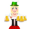 Oktoberfest waitress with hat illustration