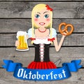 Oktoberfest - waitress holding beer and pretzel