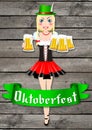 Oktoberfest waitress with hat illustration