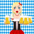 Oktoberfest waitress holding several beers