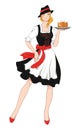 Oktoberfest waitress in traditional bavarian dress