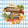 Oktoberfest. Welcome to beer festival. Invitation flyer or poster for feast.