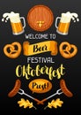 Oktoberfest. Welcome to beer festival. Invitation flyer or poster for feast