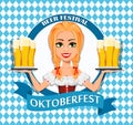 Oktoberfest. Young girl wearing Bavarian costume