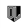 OL Logo monogram shield geometric white line inside black shield color design