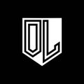 OL Logo monogram shield geometric black line inside white shield color design